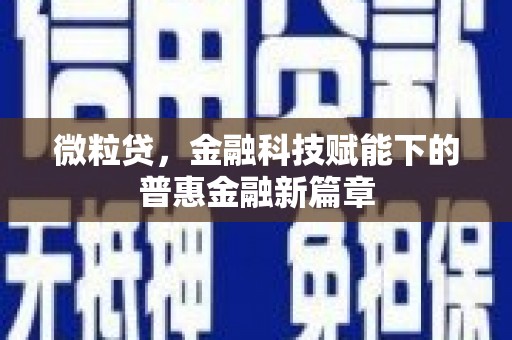 南康微粒贷，金融科技赋能下的普惠金融新篇章