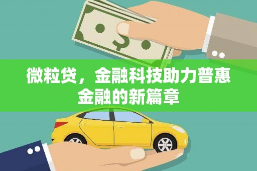 南康微粒贷，金融科技助力普惠金融的新篇章