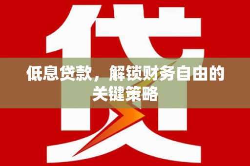 南康低息贷款，解锁财务自由的关键策略