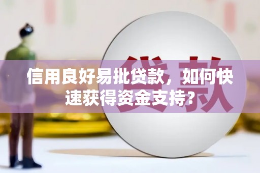 南康信用良好易批贷款，如何快速获得资金支持？