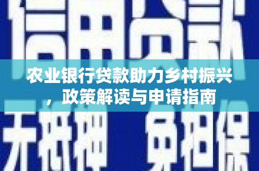 南康农业银行贷款助力乡村振兴，政策解读与申请指南