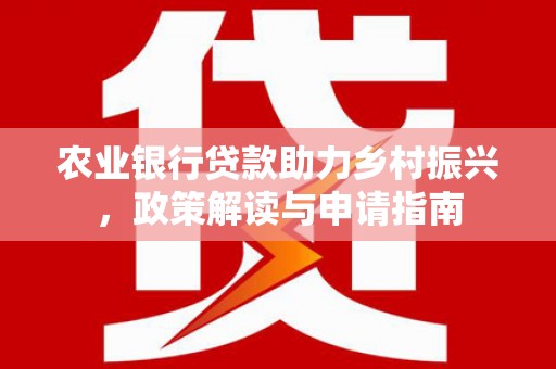 南康农业银行贷款助力乡村振兴，政策解读与申请指南
