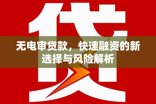 南康无电审贷款，快速融资的新选择与风险解析