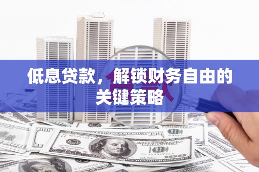 南康低息贷款，解锁财务自由的关键策略