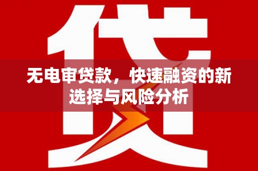 南康无电审贷款，快速融资的新选择与风险分析