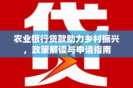 南康农业银行贷款助力乡村振兴，政策解读与申请指南