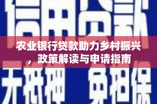 南康农业银行贷款助力乡村振兴，政策解读与申请指南