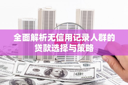 南康全面解析无信用记录人群的贷款选择与策略