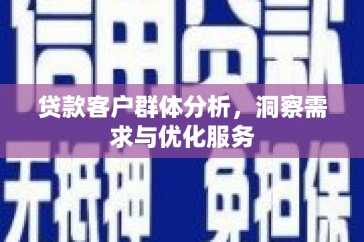 南康贷款客户群体分析，洞察需求与优化服务
